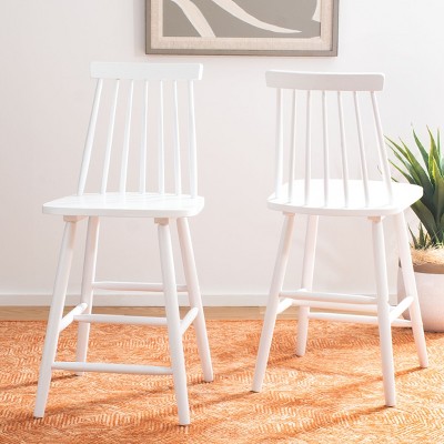 White Rubberwood Spindle Back Counter Stools, Set of 2