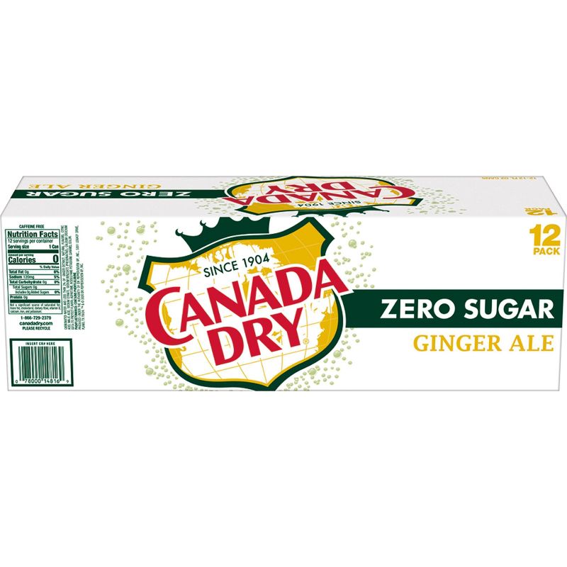 Canada Dry Zero Sugar Ginger Ale Soda - 12pk/12 fl oz Cans, 6 of 10