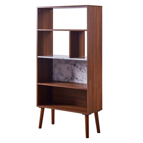 Solid Wood Leg Walnut Teamson Home, Horizontal Solid Wood Bookcase