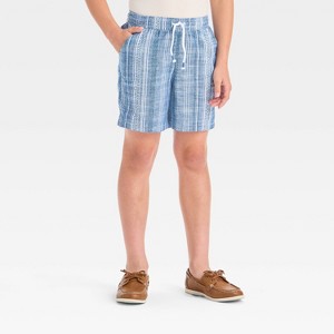 Boys' 4th of July Pull-On Textured Gauze Shorts - Cat & Jack™ Light Blue - 1 of 3
