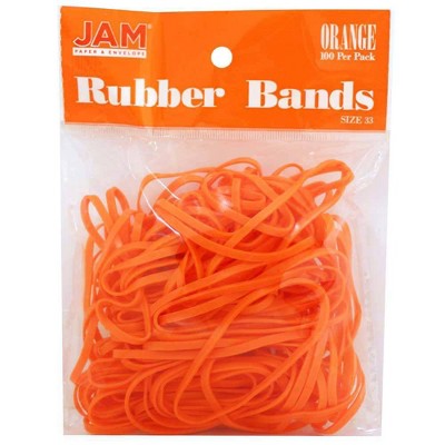 JAM Paper 100pk Colorful Rubber Bands - Size 33 - Orange