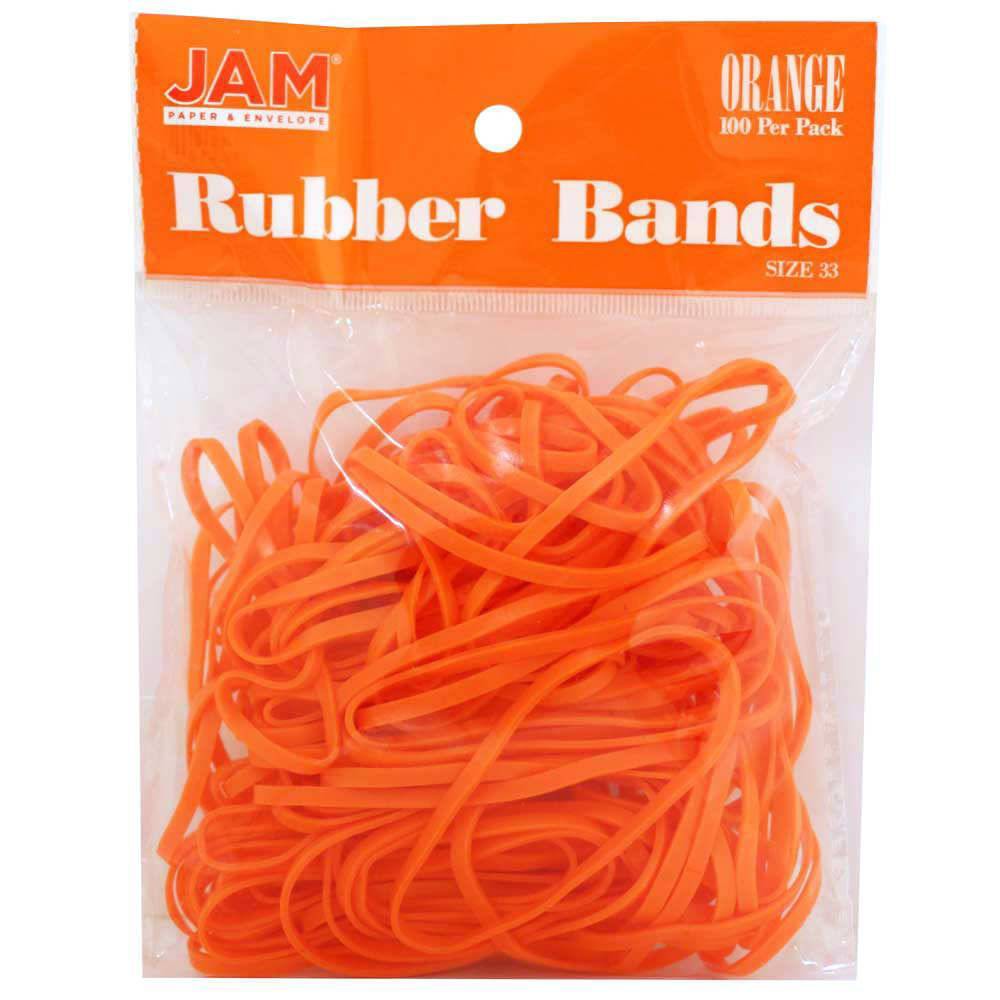 JAM Paper 100pk Colorful Rubber Bands - Size 33 - Orange