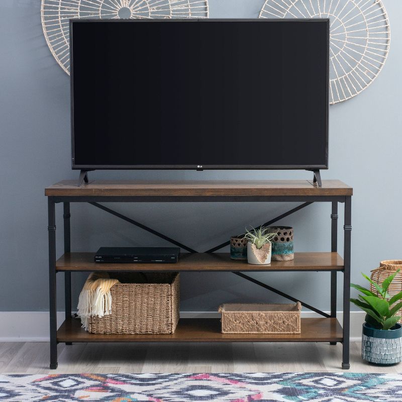 50&#34; Austin Industrial 3 Shelf Mixed Material Media TV Stand for TVs up to 40&#34; Light Brown - Linon, 3 of 11