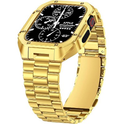 Worryfree Gadgets Uni-body Metal Band for Apple Watch 45mm Series 8, Gold