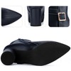 BLISSFUL STEP Women's Pointed Toe Block Chunky Heel Buckle Decor Ankle Boots - 3 of 4