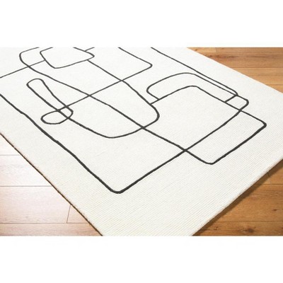 Ivory Geometric Wool 5' x 7' Hand Tufted Area Rug