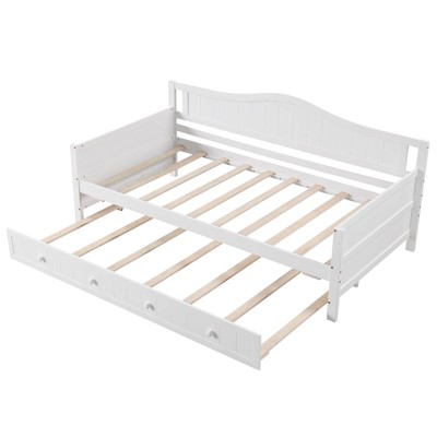 Safstar Twin Size Daybed with Trundle Solid Wood Sofa Bed with Slats Support Guest Bed