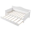 Costway Twin Size Daybed with Trundle Solid Wood Sofa Bed with Slats Support Guest Bed White/Gray - 2 of 4