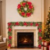 24-Inch Pre-Lit Christmas Wreath with Warm White LED Lights, Frosted Pine Cones, Indoor Outdoor Holiday Door Decor - 3 of 4