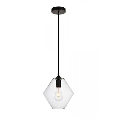 Elegant Lighting Placido Collection Pendant D9.4 H10.8 Lt:1 Black and Clear Finish