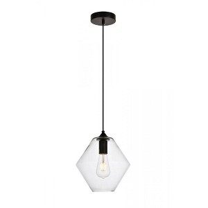 Elegant Lighting Placido Collection Pendant D9.4 H10.8 Lt:1 Black and Clear Finish - 1 of 4