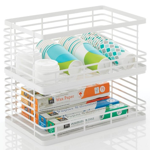 Mdesign Stackable Food Organizer Storage Basket, Open Front - 2 Pack, Matte  White : Target