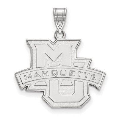 Black Bow Jewelry 10k White Gold Marquette Golden Eagles NCAA Large Pendant