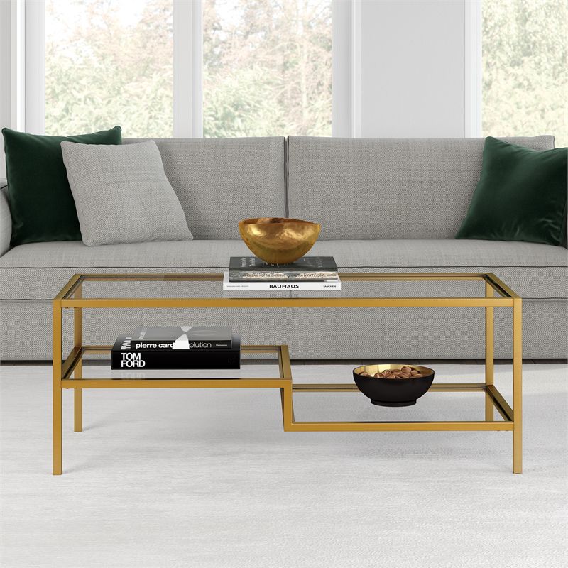 Metal Ada Double Shelf Coffee Table in Gold - Henn&Hart, 3 of 11