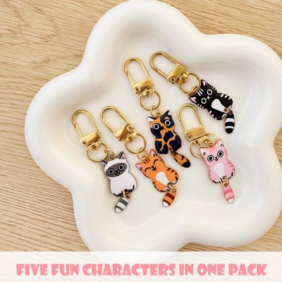 Wrapables Cute Cats Keychain, Bag Charm Accessory for Purse Handbag Backpack (Set of 5) — фото 3
