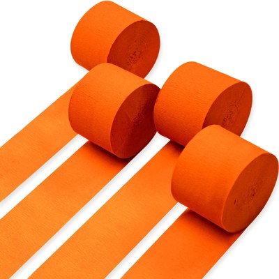 PartyWoo Crepe Paper Streamers Deep Orange 4 Rolls 328 ft 1.8 Inch x 82 Ft Roll