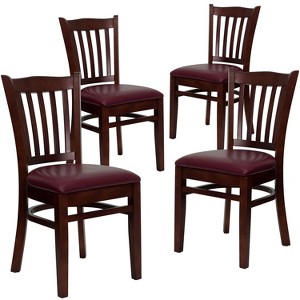 Flash Furniture 4 Pack HERCULES Series Finished Vertical Slat Back Wooden Restaurant Chair - 1 of 1