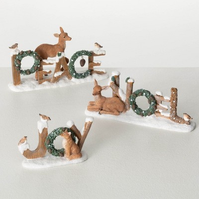 6"L 9.5"L & 9.75"L Sullivans Christmas Text Animal Blocks Set of 3 Multicolor Indoor Christmas Decor