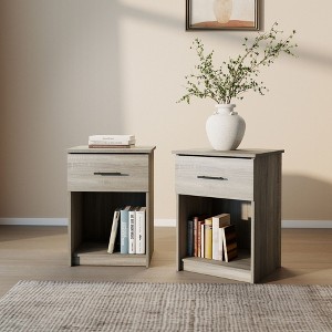 HOMLUX Modern End Table Nightstand Storage Drawer Display Shelf Beside Bedroom - 1 of 4