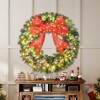 HOMCOM 60in Pre-Lit Christmas Wreath with 3D Red Bow, Christmas Wreath for Front Door with 11 Lighting Modes, 300 LED Lights - 2 of 4