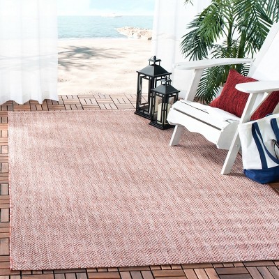 Terracotta and Beige Chevron Outdoor Area Rug
