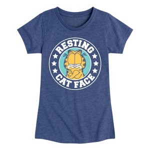Girls' - Garfield - Resting Cat Face Fitted Short Sleeve Graphic T-Shirt - 1 of 4