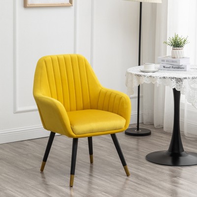 TOAOTBNBO Deep Tuck-pleating Upholstered Accent Chair with Tapered Wood Legs Modern Velvet Armchair with Thick Cushion Club Chair for Office