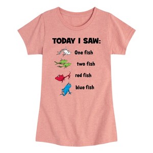 Girls' - Dr. Seuss - Today Saw One Fish Fitted Short Sleeve Graphic T-Shirt - 1 of 4