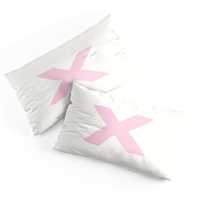 Deny Designs King April Lane Art Block Pink Monogram X Microfiber Printed Pillow Sham