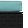 vidaXL Poly Rattan Patio Footrest with Cushion - Weatherproof Outdoor Ottoman with Durable Steel Frame and Plastic Feet - 3 of 4