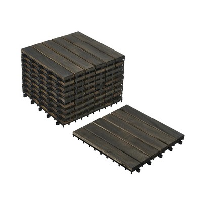 Dolonm 30-Pack Acacia Deck Tiles - 12"x12" Interlocking Waterproof, Anti-Slip for Poolside/Patio, DIY in 30 Mins