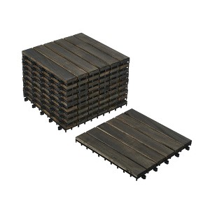 Dolonm 30-Pack Acacia Deck Tiles - 12"x12" Interlocking Waterproof, Anti-Slip for Poolside/Patio, DIY in 30 Mins - 1 of 4