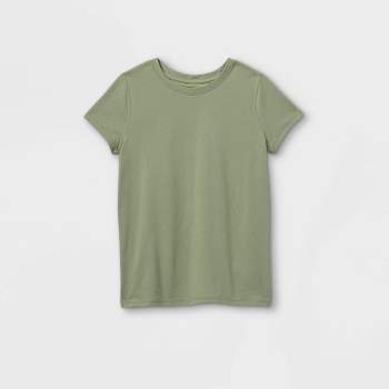 Girls\' Short Sleeve Ribbed T-shirt Xxl Cat Target Jack™ Green & : 