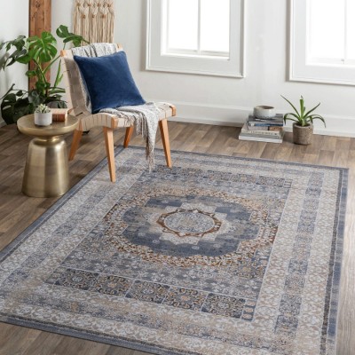 LunaLulinlk 8X10 Blue/Ivory /Medallion Non-Shedding Stylish and Stain Resistant Area Rug