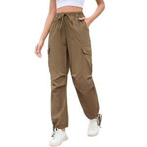 Whizmax Cargo Jogger Parachute Pants For Women Casual Baggy Low  Waist Drawstring Light Y2K Pants - 1 of 4