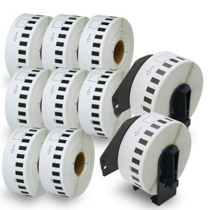 BETCKEY - Compatible Continuous Labels Replacement for Brother DK-2214 Use with Brother QL Label Printers 10 Rolls + 2 Reusable Cartridges - 1 of 4