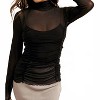 Women's Little Number Mesh Mock Neck Top - Hem & Thread - 3 of 4