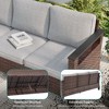 Sonkuki 3 Pieces Patio Sofa with Ottomans, All-Weather PE Rattan Wicker Sofa Small Patio Conversation Couch with Cushion - 4 of 4