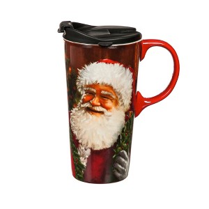 6.75 In Santa Travel Mug Christmas Claus Beverage Cup Tumblers - 1 of 3