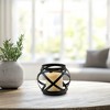 LumaBase Black Banded Metal Lantern with Battery-Operated Candle - 2 of 4