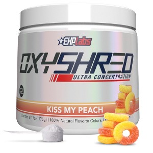 EHPlabs OxyShred Non Stimulant Pre Workout Powder & Fat Burner - Caffeine & Sugar Free Preworkout Energy Powder - Peach, 33 Servings - 1 of 4
