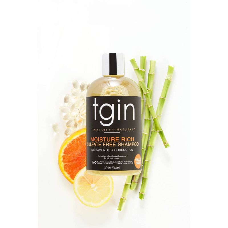 TGIN Moisture Rich Sulfate Free Shampoo For Natural Hair with Amla Oil and Coconut Oil -13 fl oz, 3 of 8