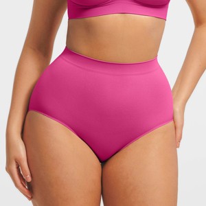 Feelingirl Women's Seamless High-Waist Tummy Control Antibacterial Peach Hip Brief Black S - 1 of 1