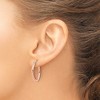 Black Bow Jewelry 2.25mm Polished Checkered Oval Hoops in 14k Rose Gold, 23mm - 3 of 4