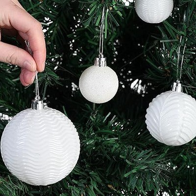White Shatterproof Plastic Christmas Ball Ornaments Set