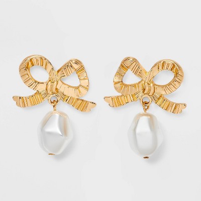 Silver Bow Earrings For Women Rhinestone Wedding Jewelry