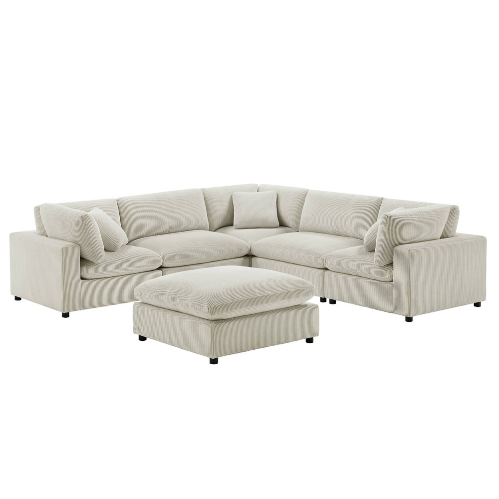 Comfort Pointe 6pc Casella Modular Sectional Beige Corduroy