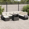 vidaXL 9 Piece Patio Sofa Set with Cushions - Black and Cream with Storage - 2 of 4