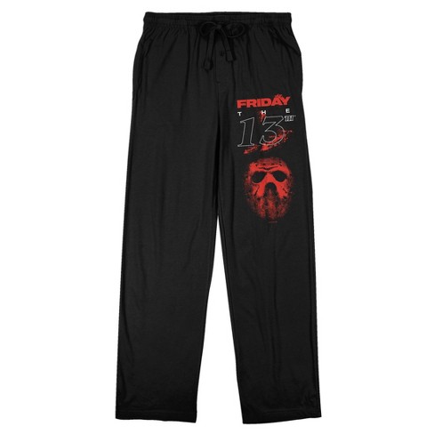 Friday The 13th Red Splatter Jason Mask Men s Black Sleep Pajama