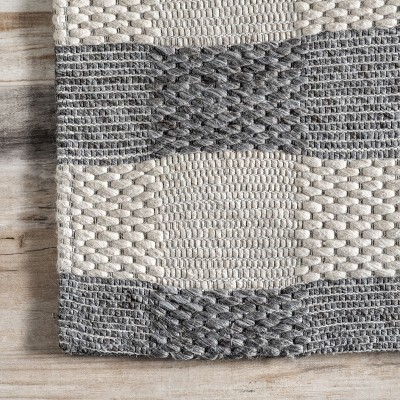 Gray and Off-White Striped Wool Blend Rectangular Area Rug 4' x 6'